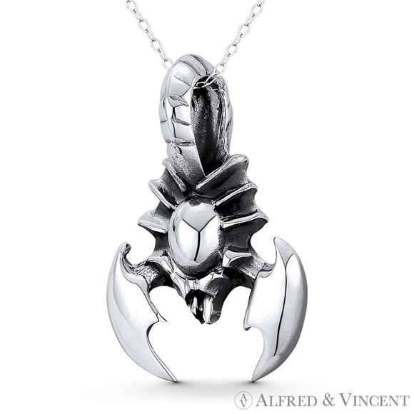 Scorpio the Scorpion Zodiac Sign Charm Pendant in Oxidized .925 Sterling Silver - Picture 1 of 1